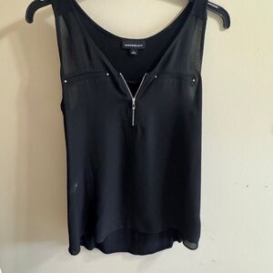 Poshmark Black Sheer Zipper Tank Top